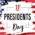 Lettering Presidents day greeting card, stars and flag USA