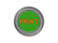 Green three-dimensional button labeled print, white background Royalty Free Stock Photo