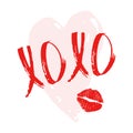 Lettering on romantic theme, XOXO and kiss