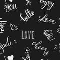 Lettering seamless pattern positive words.