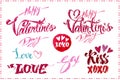 Lettering set for Valentines Day. Vector design Royalty Free Stock Photo