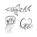 Lettering shark jelly crab