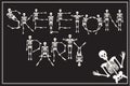 Lettering skeleton party with dancing skeletons font, set of let Royalty Free Stock Photo