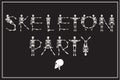 Lettering skeleton party with dancing skeletons font, set of let Royalty Free Stock Photo