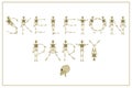 Lettering skeleton party with dancing skeletons font, set of let Royalty Free Stock Photo