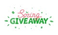 lettering green spring giveaway. simple vector illustration