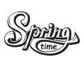 Lettering springtime come glossy black white text