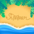 Lettering summer written on sand coas Royalty Free Stock Photo