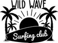 Wild wave surfing club. Vector illustration. T Shirt Design Template