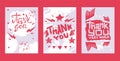 Lettering thank you very much set of cards, banners vector illustration. Beautiful greeting card calligraphy text words Royalty Free Stock Photo
