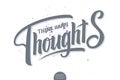 Lettering - Think Happy Thoughts. Elegant modern handwritten calligraphy with inspiring motivation quote. Vector Ink Royalty Free Stock Photo