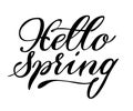 Lettering in vector format in black. Beautiful inscription hello spring.