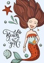 Lettering vector mermaid vector card.