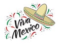 Lettering Viva Mexico traditional mexican holiday phrase Royalty Free Stock Photo