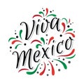 Lettering Viva Mexico traditional mexican holiday phrase Royalty Free Stock Photo