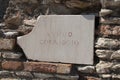 Lettering on wall in Grotte di Catullo Roman ruins on Lake Garda, Sirmione, Lombardy, Italy