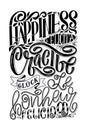 Lettering word happiness in different languages. Calligraphy Inspirational poster. Morning motivational lettering design. For post