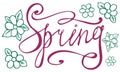 Lettering Word Spring. Doodle drawings of flowers. Spring season, vector illustration Royalty Free Stock Photo