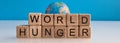 Lettering world hunger and food crisis globe