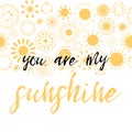 Lettering you are my sunshine. Hand drawn illustration