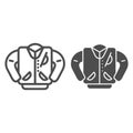Letterman jacket line and glyph icon. High school jacket vector illustration isolated on white. Uniform outline style