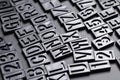 Letterpress alphabet and numbers background Royalty Free Stock Photo