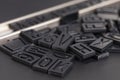 Letterpress alphabet and numbers background Royalty Free Stock Photo