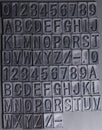 Letterpress alphabet and numbers background Royalty Free Stock Photo