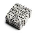 Letterpress - block letter English alphabet and number Royalty Free Stock Photo