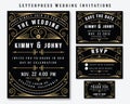 Letterpress Wedding Invitation Design Template Royalty Free Stock Photo