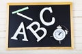 Letters ABC and chalk board Royalty Free Stock Photo