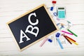 Letters ABC and chalk board Royalty Free Stock Photo