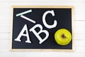 Letters ABC and chalk board Royalty Free Stock Photo