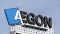 Letters aegon on a building in Amsterdam Royalty Free Stock Photo