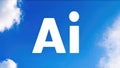Letters AI on sky blue background with tiny cloud Royalty Free Stock Photo
