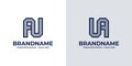 Letters AU and UA Dot Monogram Logo, Suitable for business with AU or UA initials