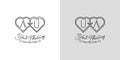 Letters AU and UA Wedding Love Logo, for couples with A and U initials