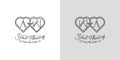 Letters AW and WA Wedding Love Logo, for couples with A and W initials