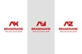 Letters AX AY AZ Monogram Logo Set, great for XA YA ZA Initials Royalty Free Stock Photo