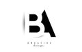 Letters BA Logo with black and white negative space design. Letters B and A with geometric typography