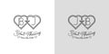 Letters BJ and JB Wedding Love Logo, for couples with B and J initials