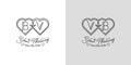 Letters BV and VB Wedding Love Logo, for couples with B and V initials