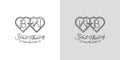 Letters BW and WB Wedding Love Logo, for couples with B and W initials