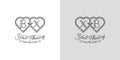 Letters BX and XB Wedding Love Logo, for couples with B and X initials