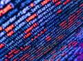 Letters, chars, and digits. Programmer working on computer screen. Programming code screen of software developer. Concept screen Royalty Free Stock Photo