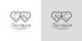 Letters CN and NC Wedding Love Logo, for couples with C and N initials