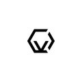 Letters COV CVO OCV OVC VOC VCO Hexagon Logo Royalty Free Stock Photo