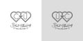 Letters CU and UC Wedding Love Logo, for couples with C and U initials