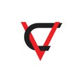 Letters cv linked overlap logo vector