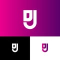 The letters D and J as a shield. D, J monogram of thick lines. Web, user interface icon.